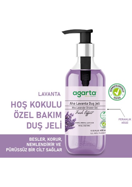 Doğal AHA Lavanta Duş Jeli - 400 ml, Yoğun Nemlendirici ve Pürüzsüzleştirici Etki ile Ferahlatıcı Lavanta Aroması modelleri