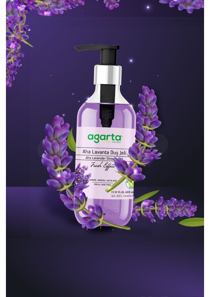 Doğal AHA Lavanta Duş Jeli - 400 ml, Yoğun Nemlendirici ve Pürüzsüzleştirici Etki ile Ferahlatıcı Lavanta Aroması indirimleri