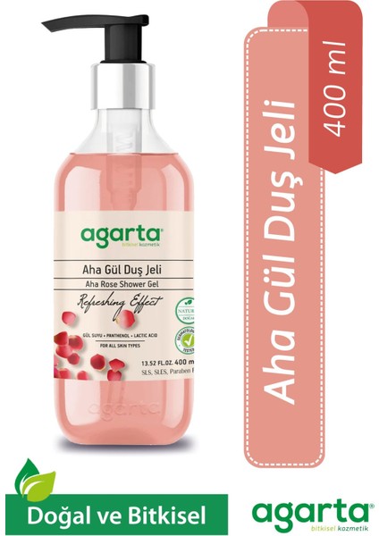 Doğal AHA Gül Duş Jeli - 400 ml, Hoş Gül Kokusu ile Yoğun Nemlendirme ve Pürüzsüz Cilt Bakımı fiyatları