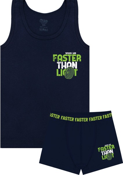 Erkek Çocuk Atlet Boxer Likralı Lacivert Faster (%96 Pamuk - %4 Elastan)