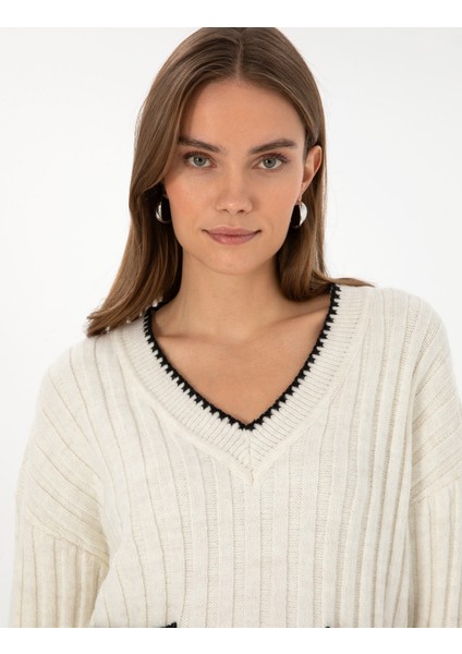 Kadın Ekru Comfort Fit Kazak 50310935-VR019 fiyatları