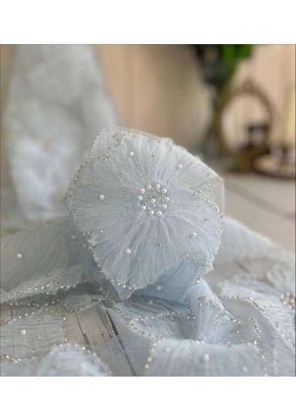 Ithal Incili Taş Işlemeli Muazzam Dantel Bebe Mavi Renktedir fiyatları