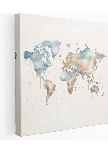Dünya Haritası Suluboya Kanvas Tablo - Dünya Haritası Suluboya Kanvas Tablo Huzur