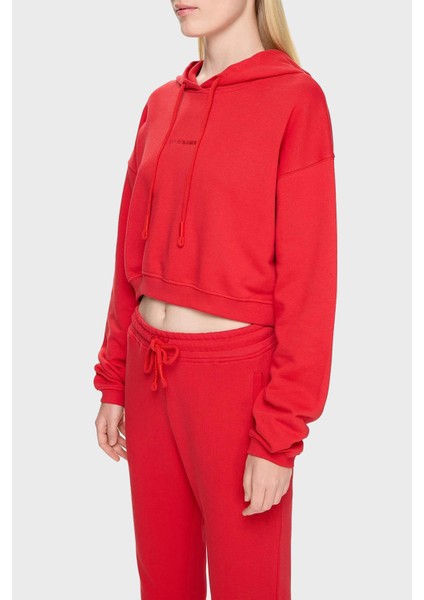 Pamuklu Crop Fit Kapüşonlu Sweat Bayan Sweat LB24FWESSFUHD