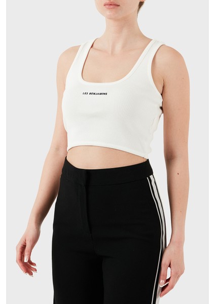 Pamuklu Slim Fit Kare Yaka Logolu Top Bayan Top Lbnoosessfutn