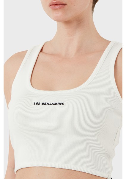 Pamuklu Slim Fit Kare Yaka Logolu Top Bayan Top Lbnoosessfutn