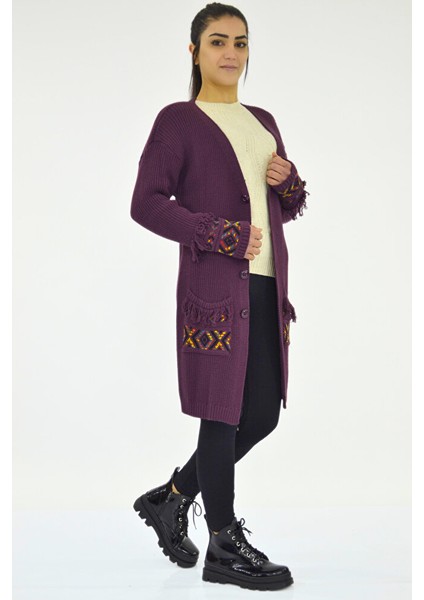 Püskül Detaylı Triko Ceket modelleri