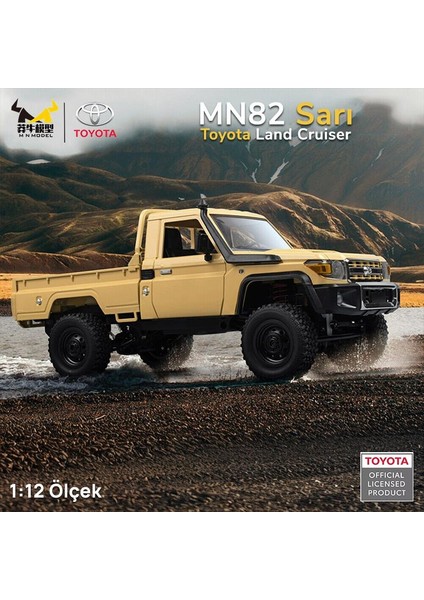 MN82 1/12 Toyota Land Cruiser LC79 4WD Rc Model Crawler Offroad Uzaktan Kumandalı Araba Truck Rtr Lisanslı Sarı+Dahili Işık Seti
