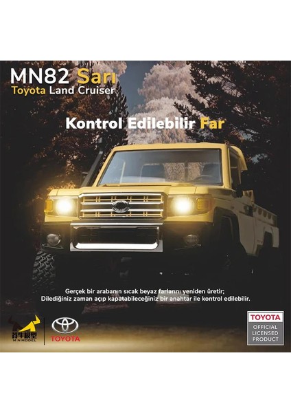 MN82 1/12 Toyota Land Cruiser LC79 4WD Rc Model Crawler Offroad Uzaktan Kumandalı Araba Truck Rtr Lisanslı Sarı+Dahili Işık Seti modelleri