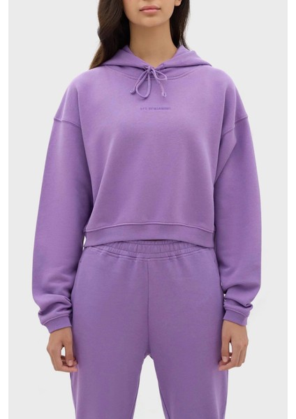 Kapüşonlu % 100 Pamuk Crop Fit Sweat Bayan Sweat LB23FWESSFUHD
