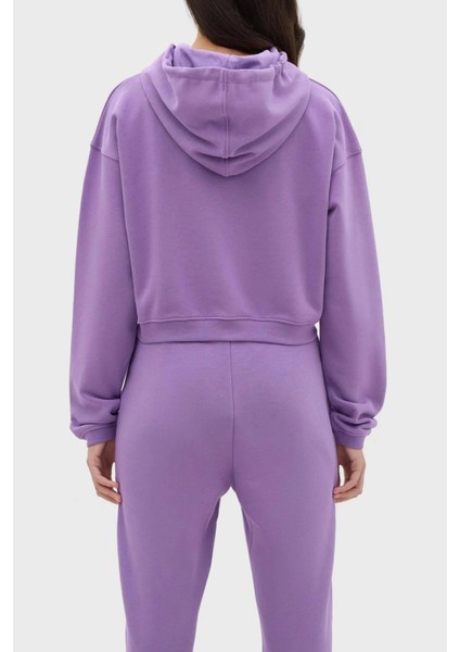 Kapüşonlu % 100 Pamuk Crop Fit Sweat Bayan Sweat LB23FWESSFUHD modelleri