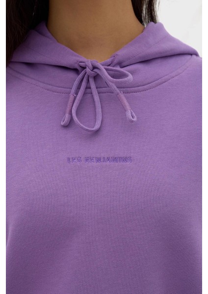 Kapüşonlu % 100 Pamuk Crop Fit Sweat Bayan Sweat LB23FWESSFUHD