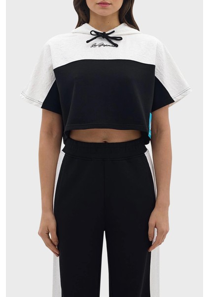 Relaxed Fit Kapüşonlu Crop Sweat Bayan Sweat LB24SSKISFUHD