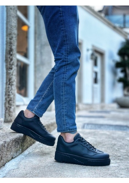 ET0802 Siyah Renk Siyah Yüksek Taban Erkek Günlük Ayakkabı modelleri