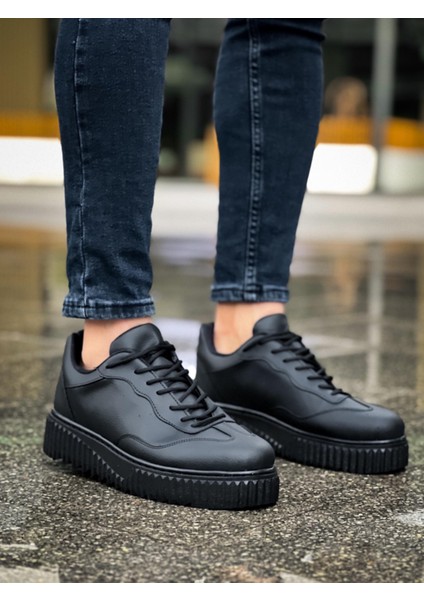 ET0802 Siyah Renk Siyah Yüksek Taban Erkek Günlük Ayakkabı fırsatları