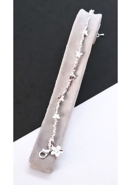 Kelebekli Gümüş Renk Çelik Kaplama Bileklik