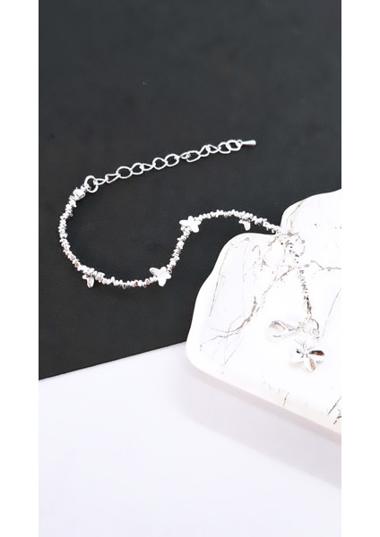 Kelebekli Gümüş Renk Çelik Kaplama Bileklik modelleri