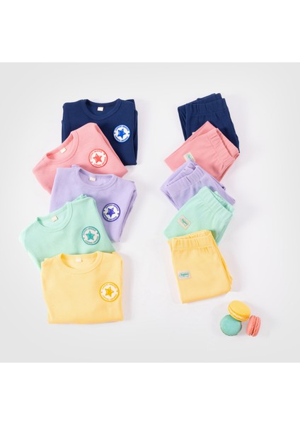 Unisex Çocuk Pamuk Fitilli Alt Üst Takım - Sarı modelleri
