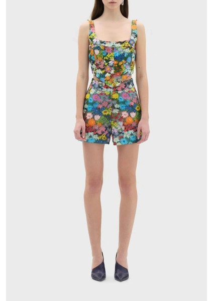 Çiçek Desenli Yüksek Bel Relaxed Fit Short Bayan Short LB23SSHOEFUSO