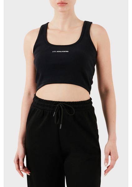 Pamuklu Slim Fit Kare Yaka Logolu Top Bayan Top Lbnoosessfutn