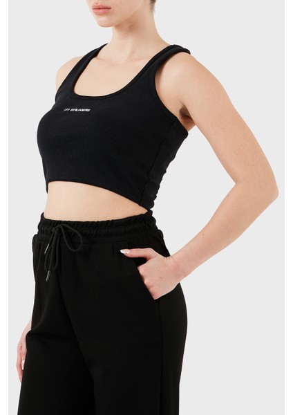 Pamuklu Slim Fit Kare Yaka Logolu Top Bayan Top Lbnoosessfutn indirimleri