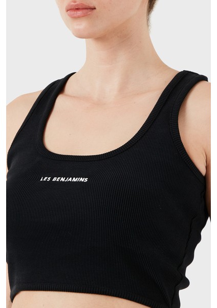 Pamuklu Slim Fit Kare Yaka Logolu Top Bayan Top Lbnoosessfutn