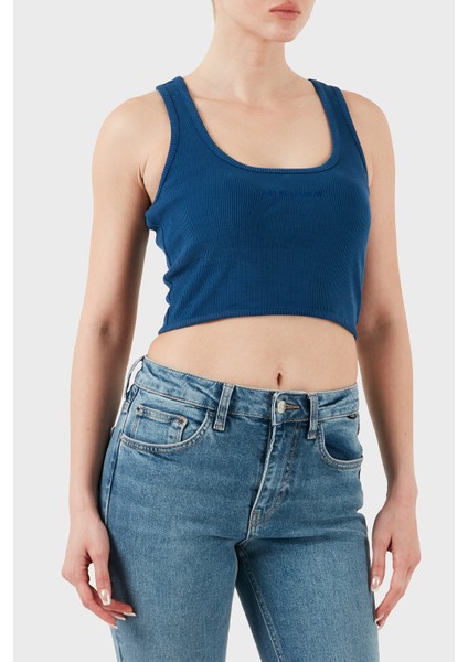 Pamuklu Slim Fit Kare Yaka Logolu Top Bayan Top Lbnoosessfutn indirimleri