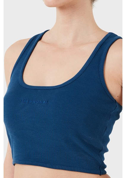 Pamuklu Slim Fit Kare Yaka Logolu Top Bayan Top Lbnoosessfutn