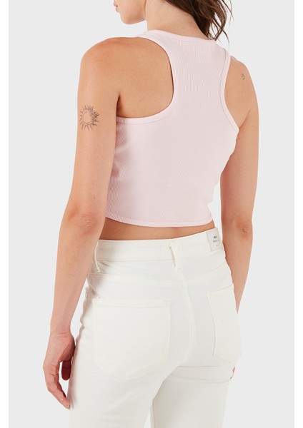 Pamuklu Slim Fit Kare Yaka Logolu Top Bayan Top Lbnoosessfutn indirimleri