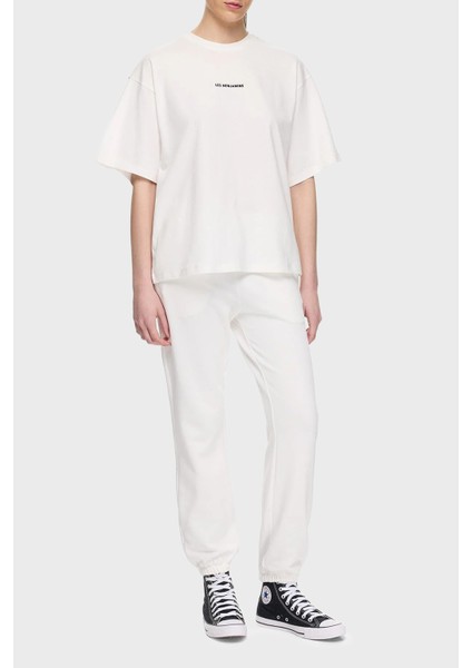 % 100 Pamuk Oversize Fit Bisiklet Yaka Logolu T Shirt Bayan T Shirt Lbnoosessfuts fiyatları