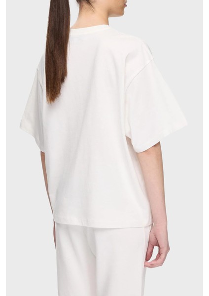 % 100 Pamuk Oversize Fit Bisiklet Yaka Logolu T Shirt Bayan T Shirt Lbnoosessfuts modelleri