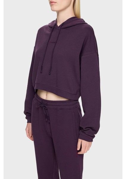 Pamuklu Crop Fit Kapüşonlu Sweat Bayan Sweat LB24FWESSFUHD