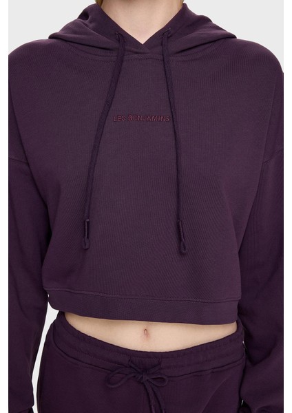 Pamuklu Crop Fit Kapüşonlu Sweat Bayan Sweat LB24FWESSFUHD fiyatları