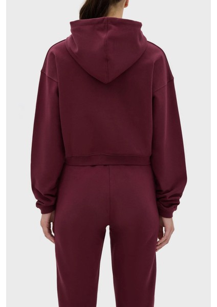 Kapüşonlu % 100 Pamuk Crop Fit Sweat Bayan Sweat LB23FWESSFUHD modelleri