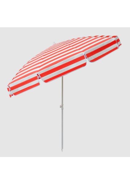 Plaj Şemsiyesi 10 Telli Kırmızı Beyaz Renkli 200 cm Çap Eğim Verilebilir modelleri