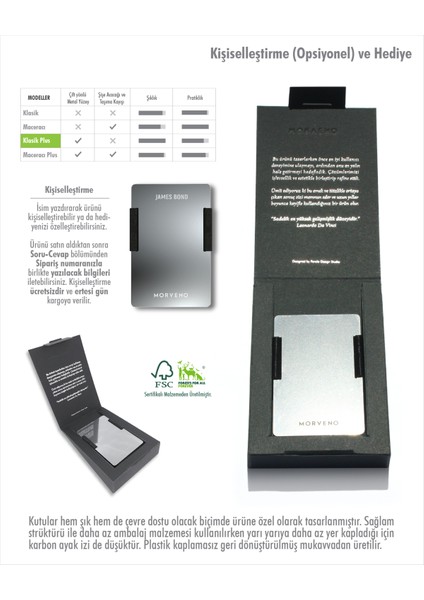 Metal Kartlık & Cüzdan - KLASİK PLUS - NFC & RFID Korumalı - Paslanmaz Çelik - Siyah