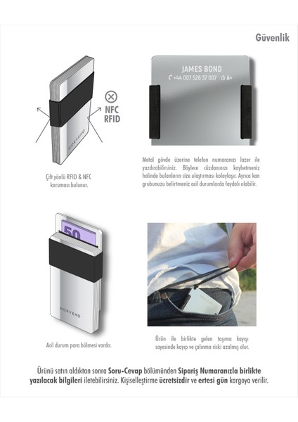 Metal Kartlık & Cüzdan - MACERACI PLUS - NFC & RFID Korumalı - Şişe Açacaklı - Paslanmaz Çelik - Siyah fırsatları