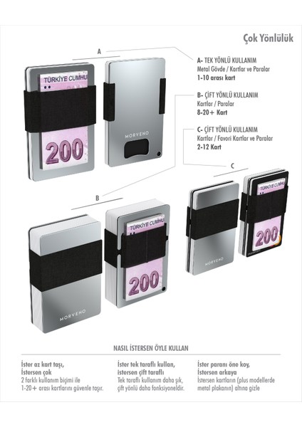 Metal Kartlık & Cüzdan - MACERACI PLUS - NFC & RFID Korumalı - Şişe Açacaklı - Paslanmaz Çelik - Siyah