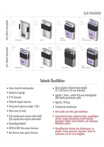 Metal Kartlık & Cüzdan - MACERACI PLUS - NFC & RFID Korumalı - Şişe Açacaklı - Paslanmaz Çelik - Siyah