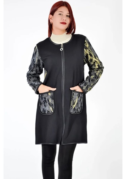 Kol ve Cep Detaylı Tunik Ceket - Siyah