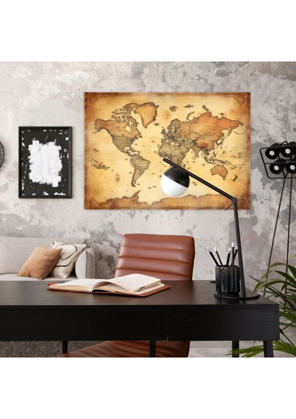 Detaylı Dünya Haritası Duvar Sanatı - Vintage Dünya Haritası Kanvas Tablo Duvar Sanatı modelleri