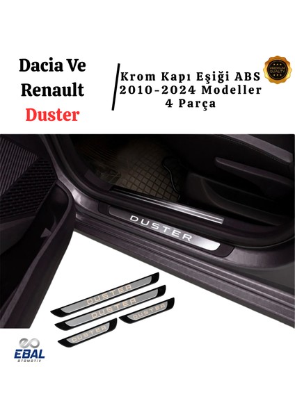 Dacia ve Renault Duster 2010-2024 Modeller Krom Kapı Eşiği 4 Parça P. Çelik Abs Çerçeve