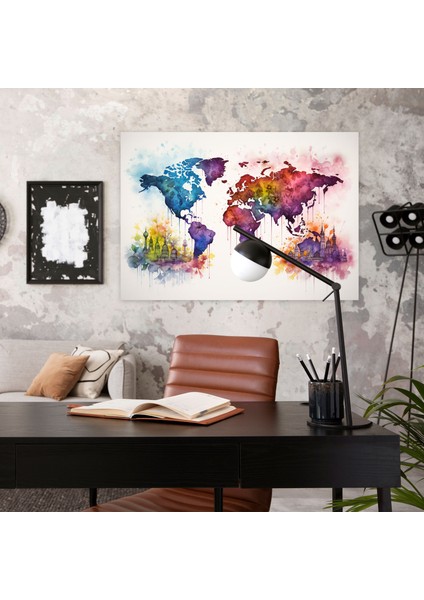 Dünya Haritası Kanvas Tablo - Duvar Dekorasyonu Dünya Haritası modelleri