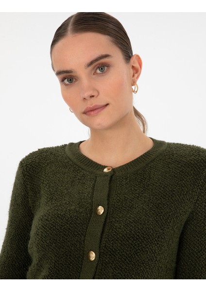 Kadın Haki Slim Fit Triko Hırka 50310995-VR027 fiyatları