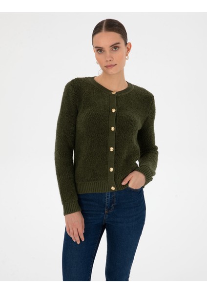 Kadın Haki Slim Fit Triko Hırka 50310995-VR027 modelleri