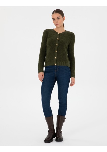 Kadın Haki Slim Fit Triko Hırka 50310995-VR027 fırsatları