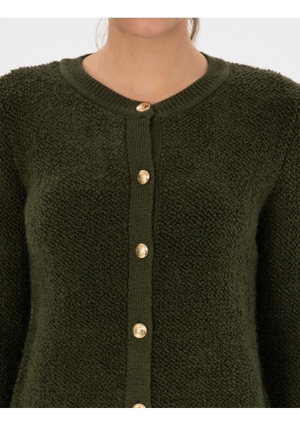 Kadın Haki Slim Fit Triko Hırka 50310995-VR027