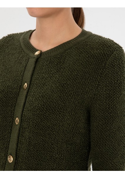 Kadın Haki Slim Fit Triko Hırka 50310995-VR027