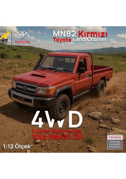 MN82 1/12 Toyota Land Cruiser LC79 4WD Rc Model Crawler Offroad Uzaktan Kumandalı Araba Truck Rtr Lisanslı Kırmızı+Dahili Işık Seti fiyatları
