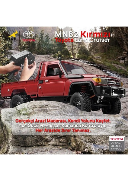 MN82 1/12 Toyota Land Cruiser LC79 4WD Rc Model Crawler Offroad Uzaktan Kumandalı Araba Truck Rtr Lisanslı Kırmızı+Dahili Işık Seti modelleri